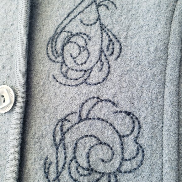 Pendleton Vintage Boiled Wool Embroidered Floral Blue Jacket - Picture 4 of 9